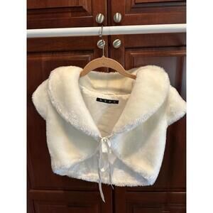 Girls winter white dressy fur shrug